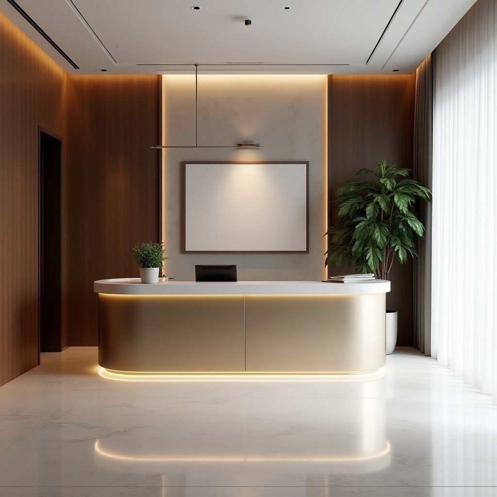 Recepción elegante de oficina de consultoría empresarial moderna